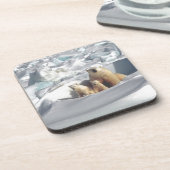 SLOGAN hinzufügen, um Polarbären auf dem Planeten  Untersetzer (Linke Seite)