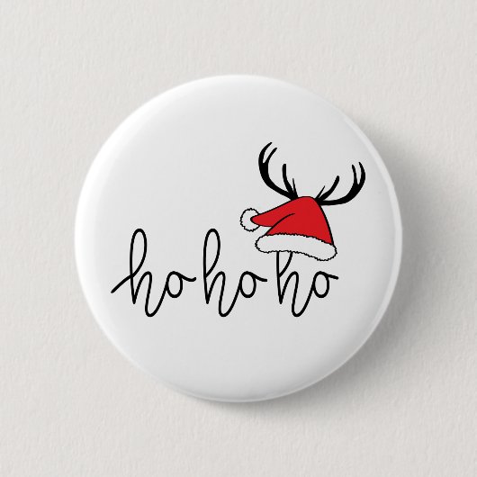 Slogan ho ho ho ho, Gelukkig kerstest. Kerstman. Button (Vorderseite)
