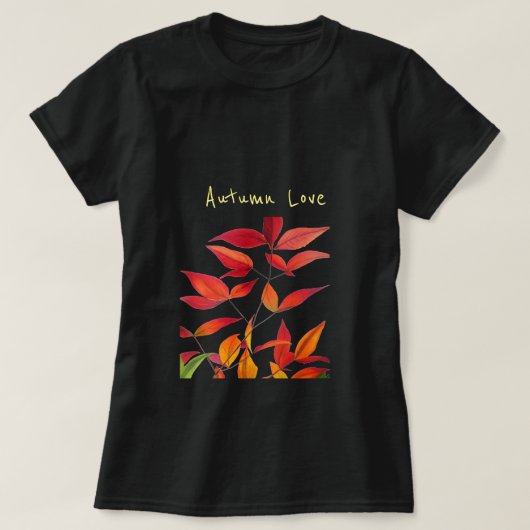 Slogan Liebe Herbst Blätter Aquarell T-Shirt (Design vorne)