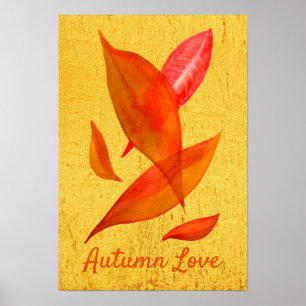 Slogan Liebe Herbst Orange Herbst Herbstlaub Poster