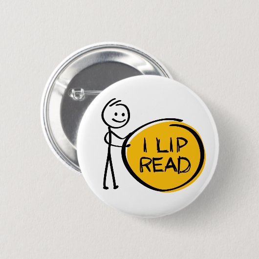 Slogan Lippenlesen oder Lesen. Ik kan Lippenlezen. Button (Vorne & Hinten)