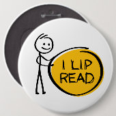 Slogan Lippenlesen oder Lesen. Ik kan Lippenlezen. Button (Vorne & Hinten)