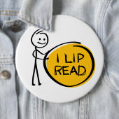 Slogan Lippenlesen oder Lesen. Ik kan Lippenlezen. Button (Beispiel)