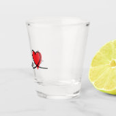 Slogan love. Hartjes, hartje. Valentijnsdag. Schnapsglas (Rechts)