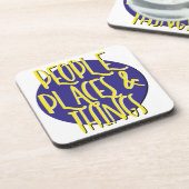 Slogan "People Places & Things" Getränkeuntersetzer (Linke Seite)