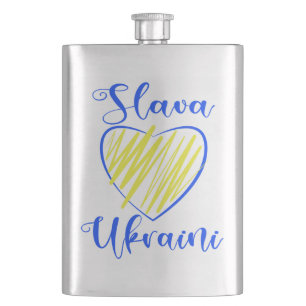 Slogan Slava Ukraini Gloria an die Ukraine Flachmann