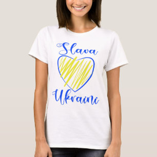 Slogan Slava Ukraini Glory an Ukraine Herz T-Shir T-Shirt