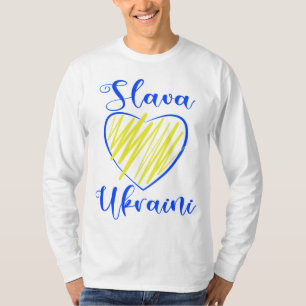 Slogan Slava Ukraini Glory an Ukraine Herz T-Shir T-Shirt