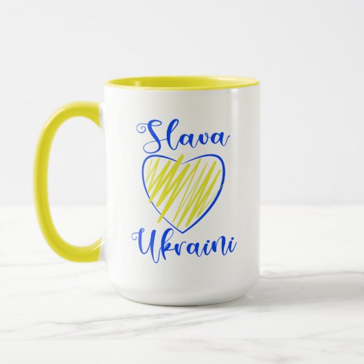 Slogan Slava Ukraini Glory to Ukraine heart   Tasse (Links)