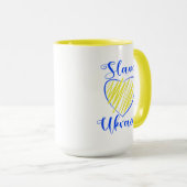 Slogan Slava Ukraini Glory to Ukraine heart   Tasse (VorderseiteRechts)