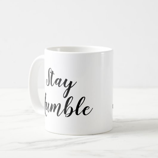 Slogan Tasse | Demut Bleibe | Angebot (Vorderseite Links)