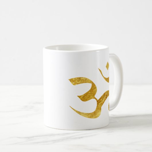 Slogan Tasse | Ohm Yoga Yogi | goldgelb (VorderseiteRechts)