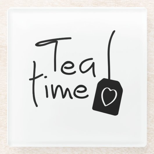 Slogan tea time - theetijd. kopje thee drinken. glasuntersetzer (Vorderseite)