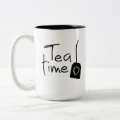 Slogan tea time - theetijd. kopje thee drinken. zweifarbige tasse (Links)