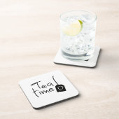 Slogan Tee Zeit - theetijd. kopje du trinkst. Getränkeuntersetzer (Rechte Seite)