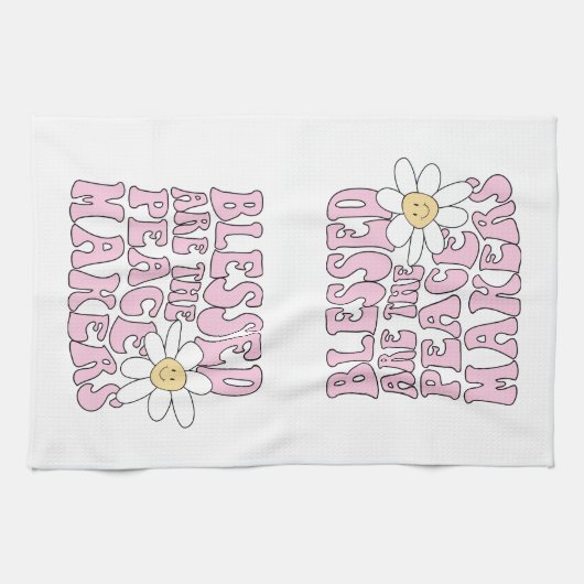 Slogan von Daisy and Peace Makers Geschirrtuch (Horizontal)