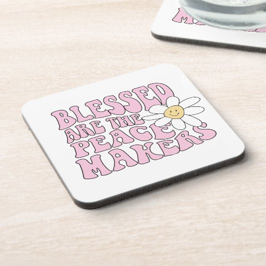 Slogan von Daisy and Peace Makers Getränkeuntersetzer (Linke Seite)