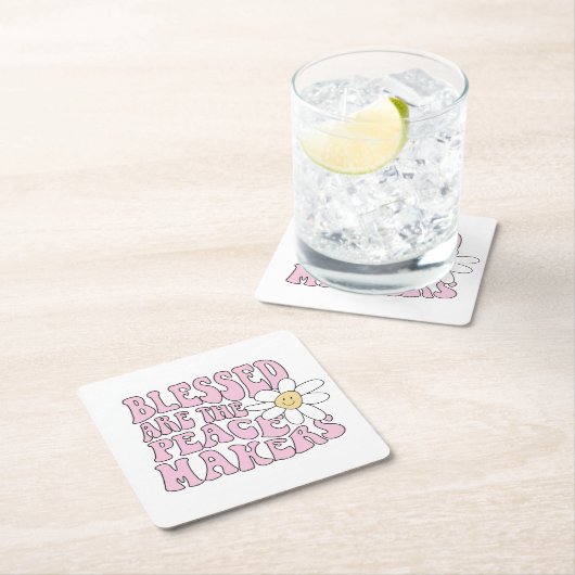 Slogan von Daisy and Peace Makers Rechteckiger Pappuntersetzer (Vor Ort)