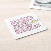 Slogan von Daisy and Peace Makers Rechteckiger Pappuntersetzer (angewinkelt)