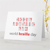 Slogan World braille day. Wereld braille dag. Karte (Gelbe Blume)