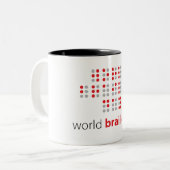 Slogan World braille day. Wereld braille dag. Zweifarbige Tasse (Vorderseite Links)
