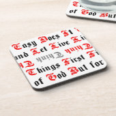 Slogans für die Erholung Schwarzer und Roter Text Getränkeuntersetzer (Linke Seite)