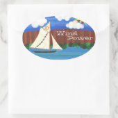 Sloop Clearwater Wind Power Ovaler Aufkleber (Tasche)