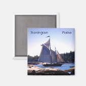 Sloop im Hafen Stonington Magnet (Vorderseite/Rückseite)