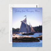 Sloop im Hafen Stonington Postkarte (Vorne/Hinten)