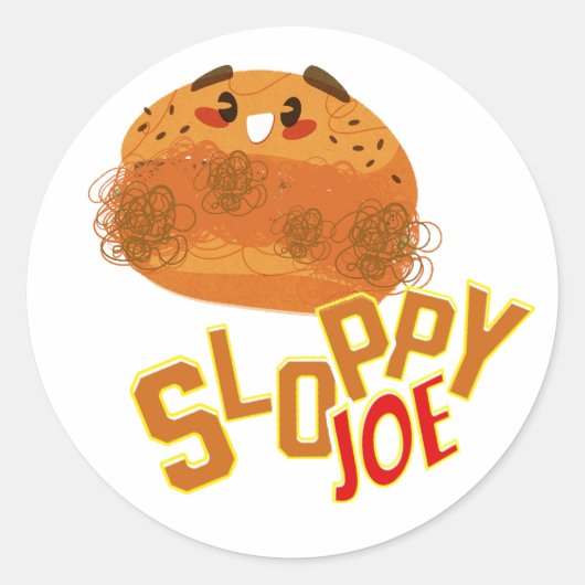 Sloppy Joe Sandwich Funny & Niedlich Sloppy Joe Runder Aufkleber (Vorderseite)