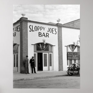 Sloppy Joe's Bar, 1938. Altes Foto Poster