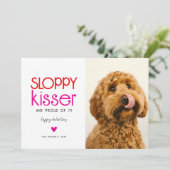 Sloppy Kisser Dog Foto Valentines Feiertagskarte (Stehend Vorderseite)