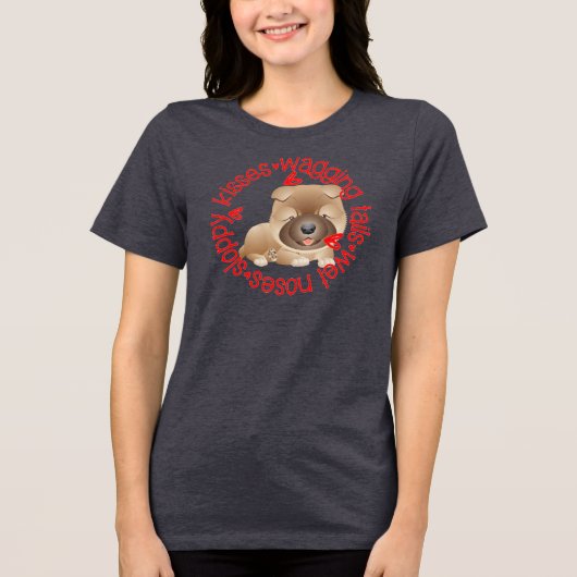 Sloppy kisses, chow chow, Tri-Blend shirt (Vorderseite)