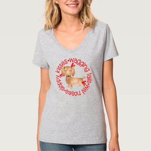 Sloppy kisses, cute Dachshund T-Shirt (Vorderseite)