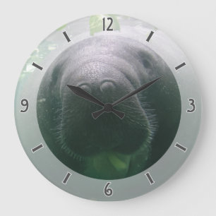 Sloppy Manatee Clock large round Große Wanduhr