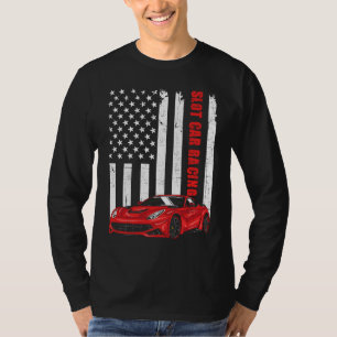 Slot Car Racing USA Amerikanische Flagge Auto Lieb T-Shirt