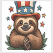 Sloth 4th of July Aufkleber (Blatt)