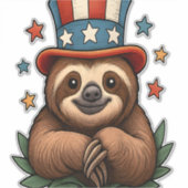Sloth 4th of July Aufkleber (Vorderseite)