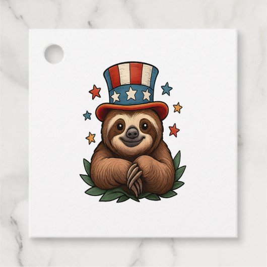 Sloth 4th of July Geschenkanhänger (Vorderseite)