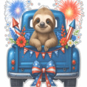 Sloth 4th of July Usa Aufkleber (Vorderseite)