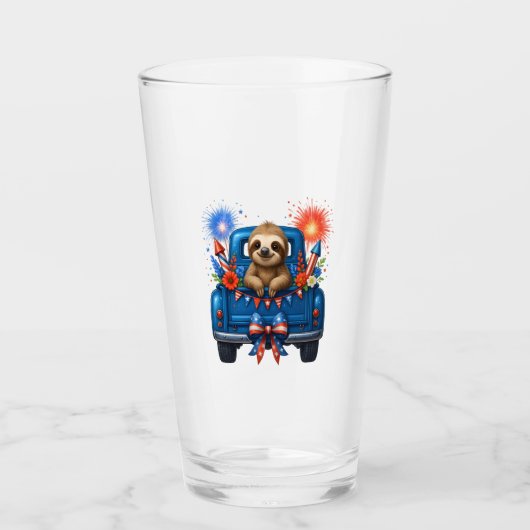 Sloth 4th of July Usa Glas (Vorderseite)