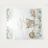 Sloth Airy Greenery Baby Shower Foto Booth Prop Wandteppich (Vorderseite (Horizontal))