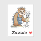 Sloth als Handwerker mit Wrench Aufkleber (Blatt)