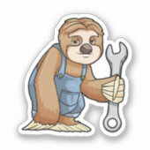 Sloth als Handwerker mit Wrench Aufkleber (Vorderseite)
