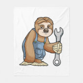 Sloth als Handwerker mit Wrench Fleecedecke (Vorderseite)