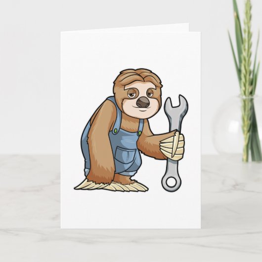 Sloth als Handwerker mit Wrench Karte (Vorderseite)