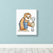 Sloth als Handwerker mit Wrench Leinwanddruck (Insitu (Holzboden))
