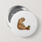 Sloth als Inline-Skater mit Inline-Skaten Button (Vorne & Hinten)