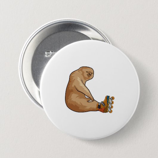 Sloth als Inline-Skater mit Inline-Skaten Button (Vorne & Hinten)