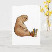 Sloth als Inline-Skater mit Inline-Skaten Karte (Gelbe Blume)